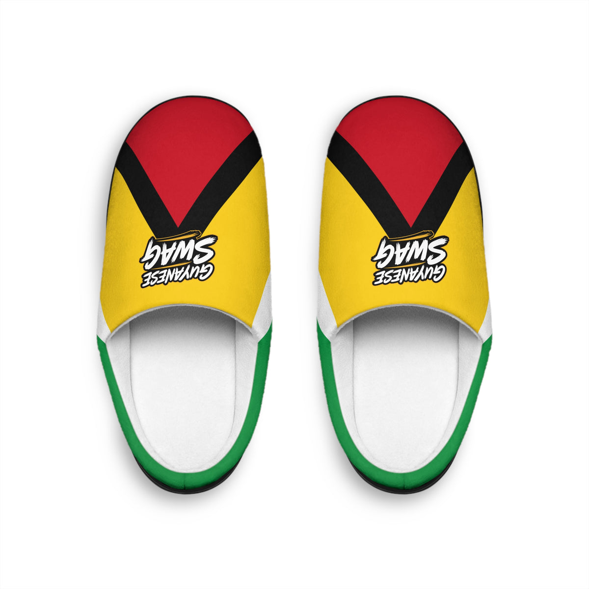 Guyana Flag Women's Indoor Slippers in Black sole, front product view