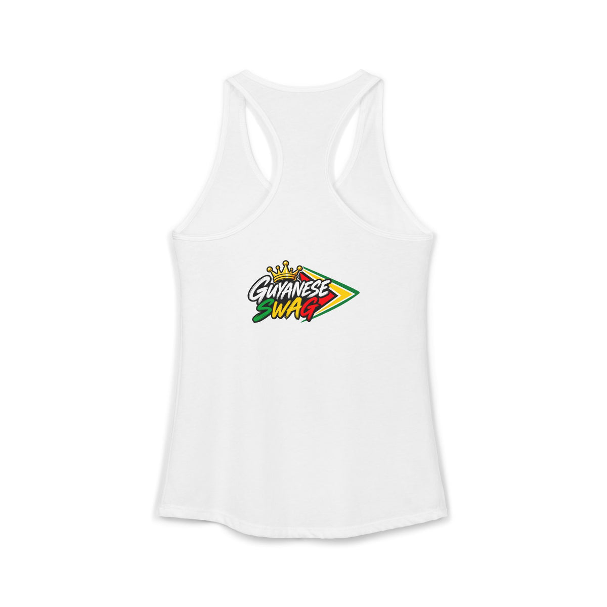 Guyana Flag Women's Racerback Tank Top in Solid White, front product view