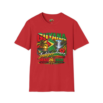 Guyana Independence 1966 Unisex T-Shirt, red shirt front view