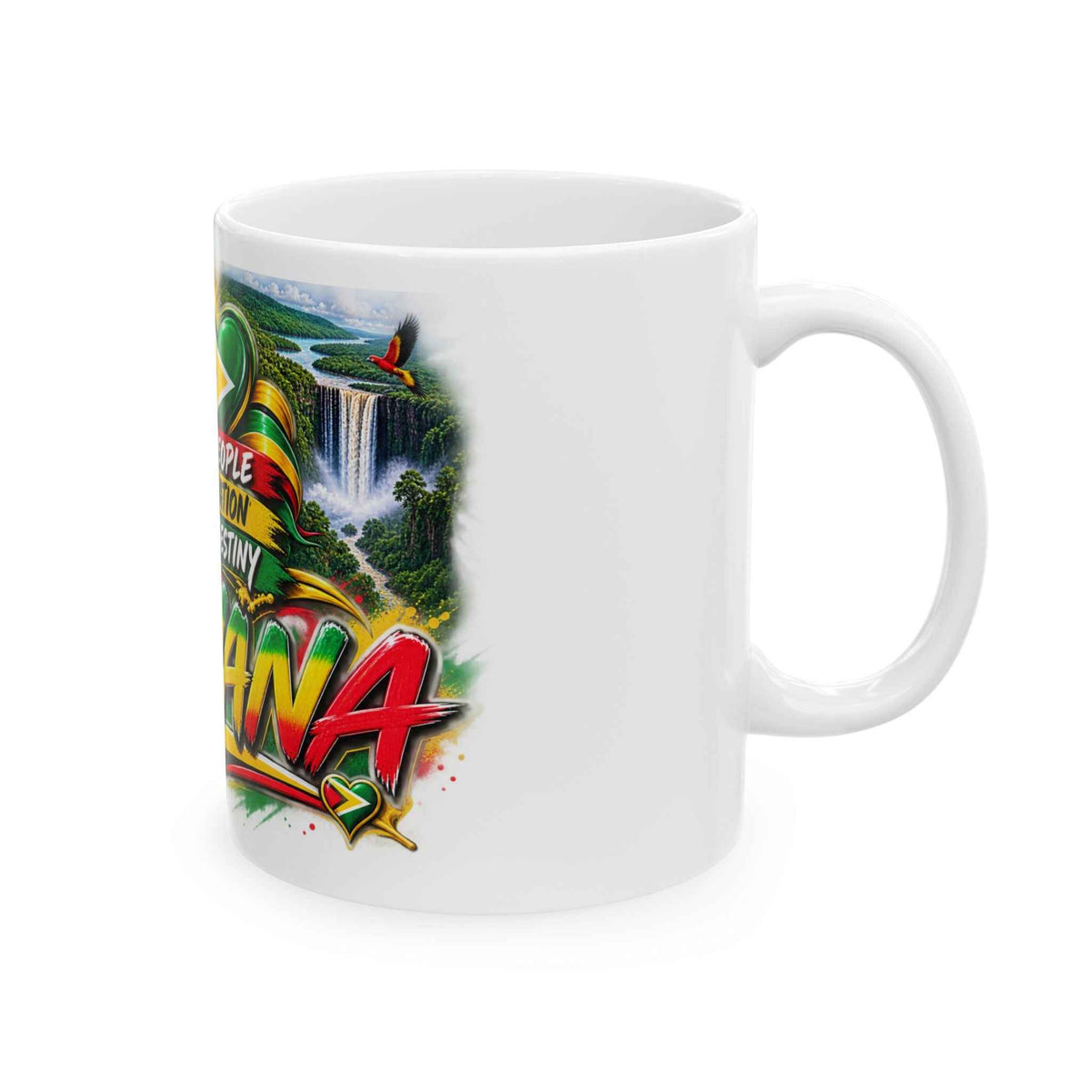 Guyana Motto Flag Ceramic Mug, right side view