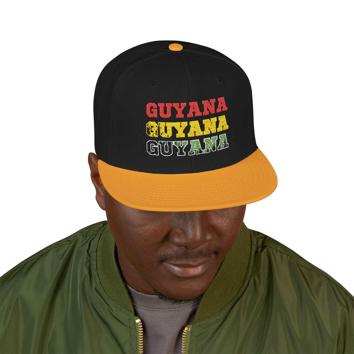Guyana Retro Embroidered Snapback Hat, alternate cap view, reference view 11