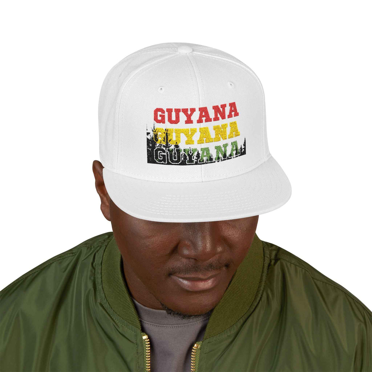 Guyana Retro Embroidered Snapback Hat, alternate cap view, reference view 21