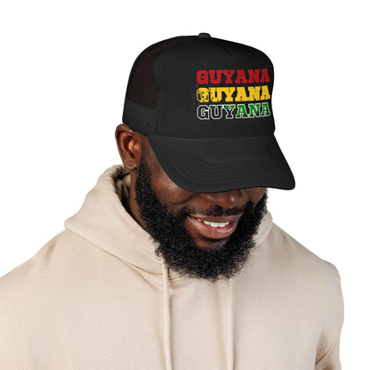 Guyana Retro Lettering Trucker Hat, alternate cap view, reference view 7