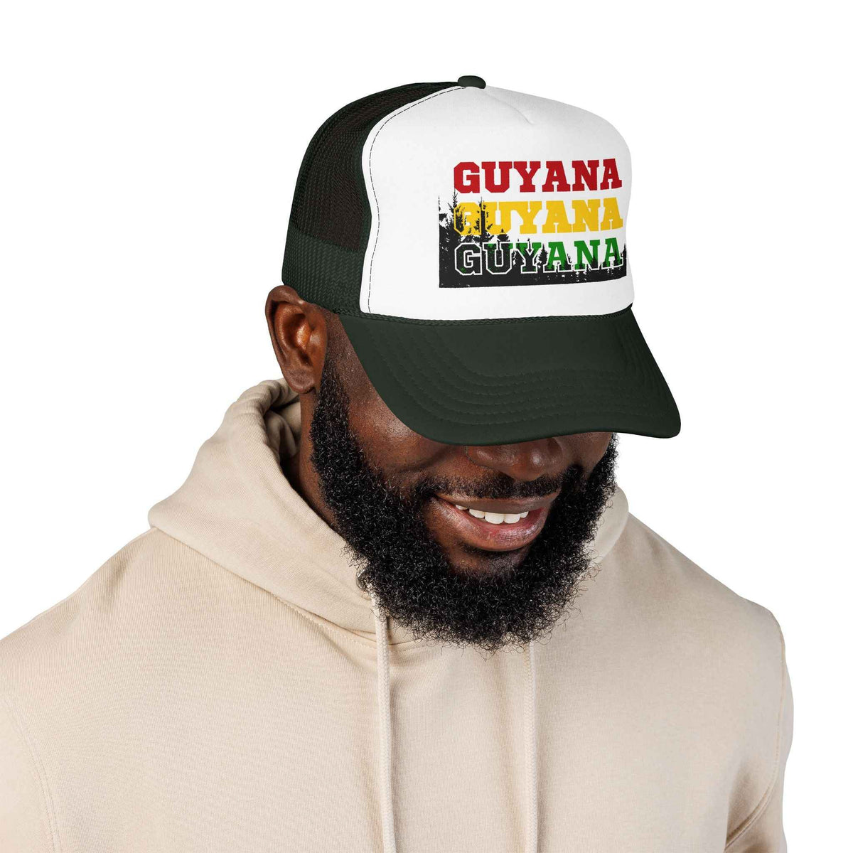 Guyana Retro Lettering Trucker Hat, alternate cap view, reference view 15