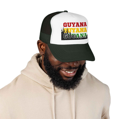 Guyana Retro Lettering Trucker Hat, alternate cap view, reference view 15
