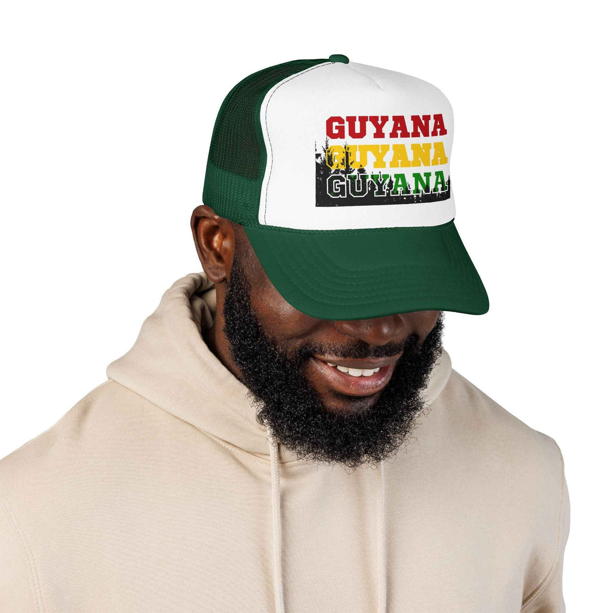 Guyana Retro Lettering Trucker Hat, alternate cap view, reference view 19