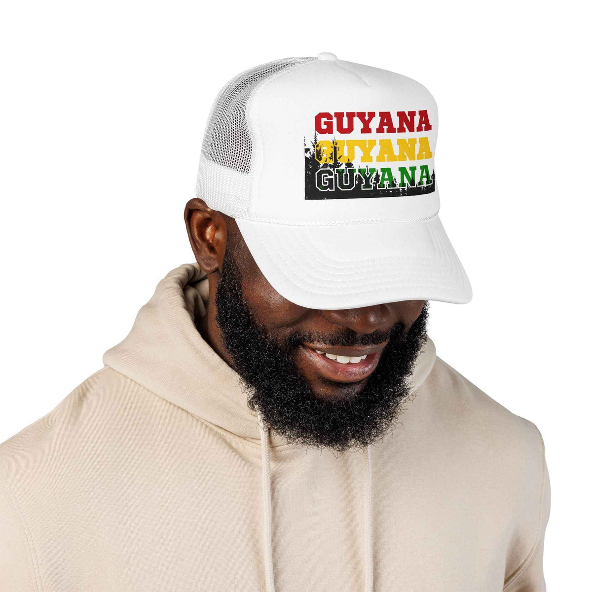 Guyana Retro Lettering Trucker Hat, alternate cap view, reference view 23
