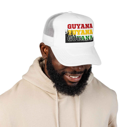 Guyana Retro Lettering Trucker Hat, alternate cap view, reference view 23