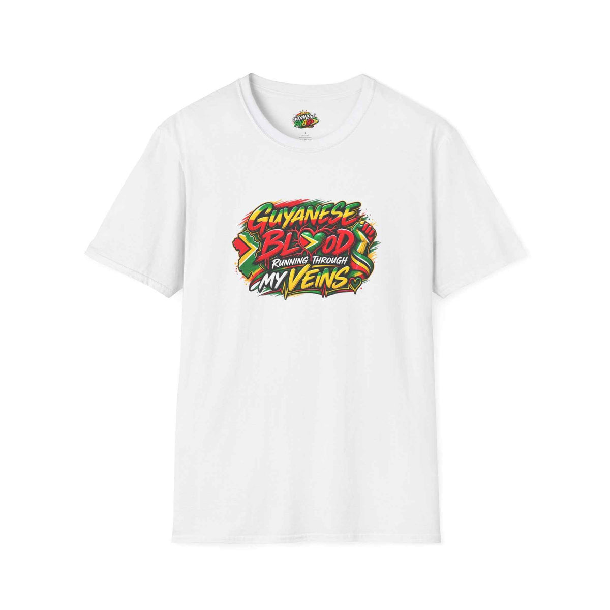 Guyanese Blood Running Through My Veins T-Shirt in White, front product view