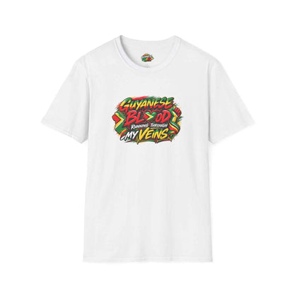 Guyanese Blood Running Through My Veins T-Shirt in White, front product view