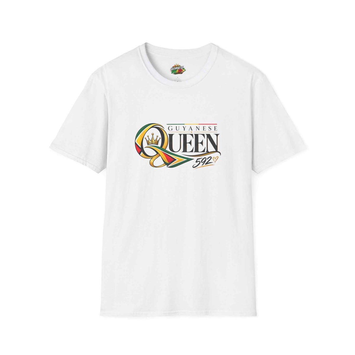 Guyanese Queen 592 Unisex T-Shirt in White, front product view