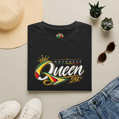 Guyanese Queen 592 Unisex T-Shirt in Black, back view