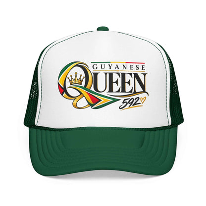 Guyanese Queen Crown Trucker Hat in Kelly, front product view