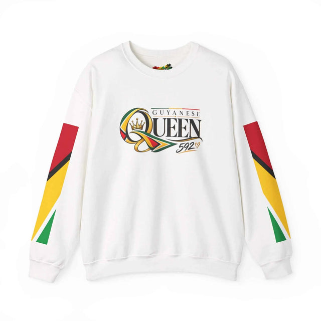 Guyanese Queen Flag Sleeve Crewneck Sweatshirt
