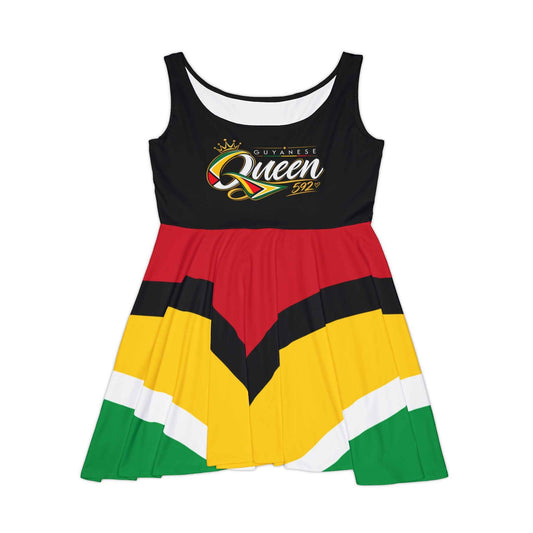 Guyanese Queen Guyana Flag Skater Dress, front product view