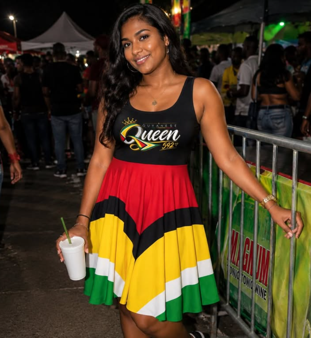 Guyanese Queen Guyana Flag Skater Dress, alternate product view 3