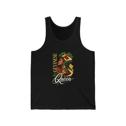 Guyanese Queen Portrait Tank Top in Black, front product view