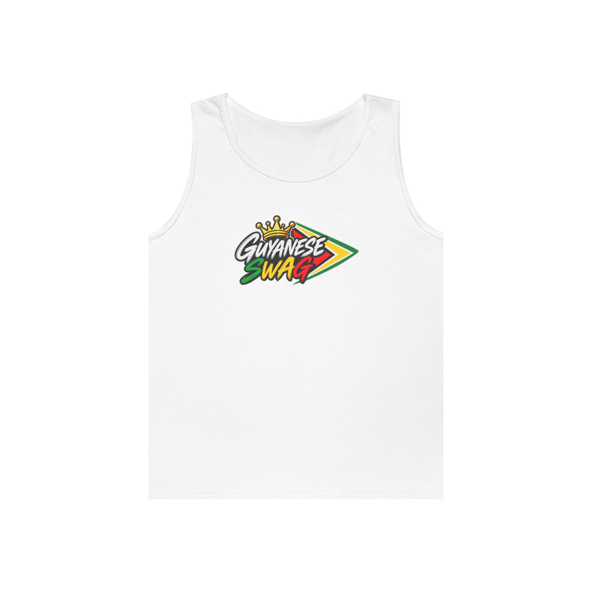 Guyanese Swag Classic Cotton Tank Top in White, front product view