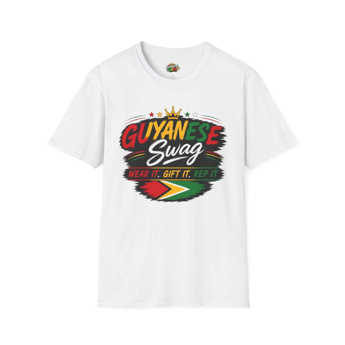Guyanese Swag Crown Graphic T-Shirt in White, front product view