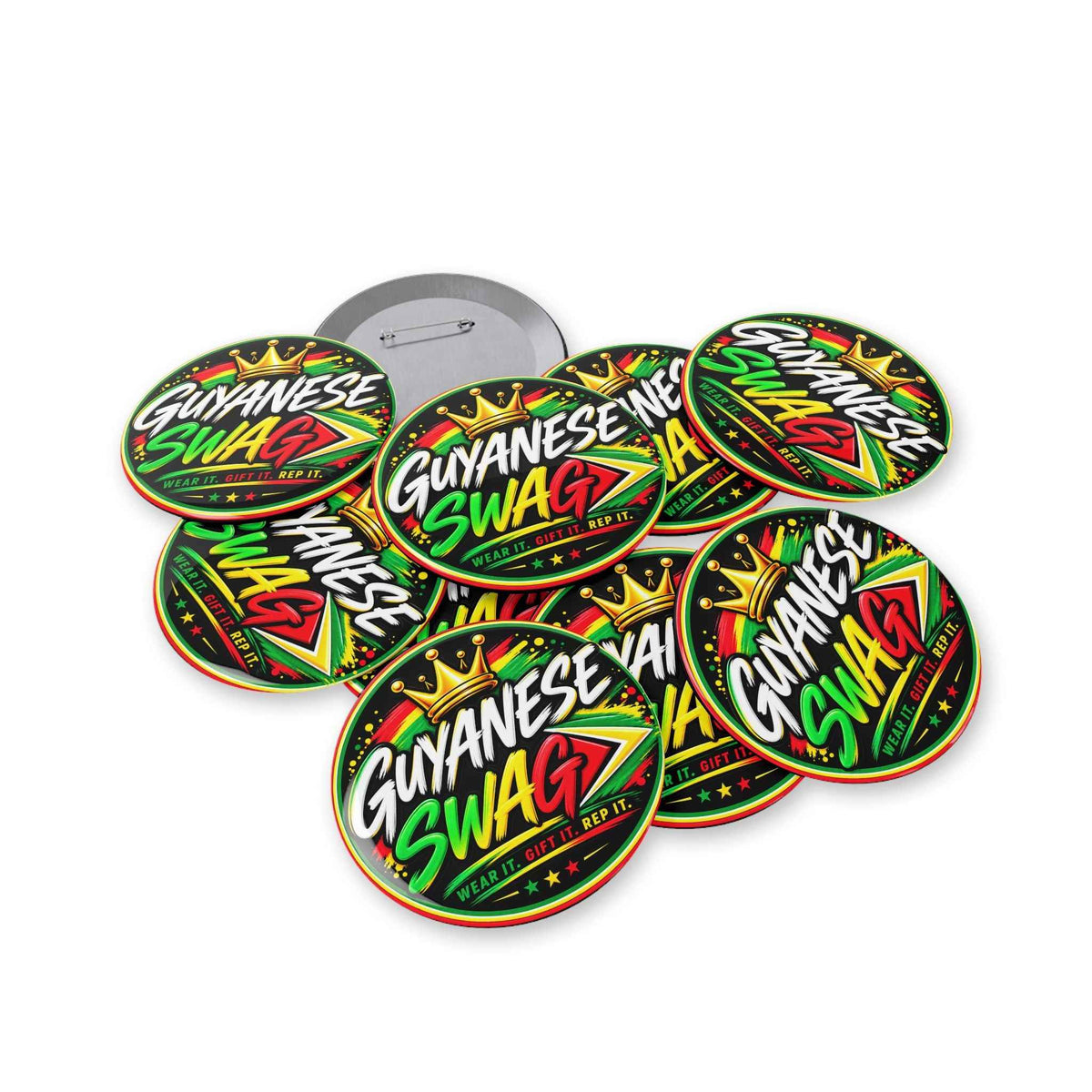 Guyanese Swag Crown Round Button Pin, alternate product view 28