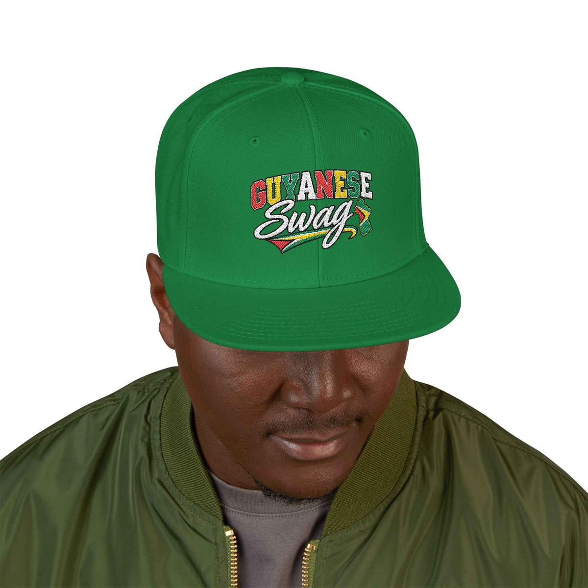 Guyanese Swag Flag Map Snapback Hat, alternate cap view, reference view 17