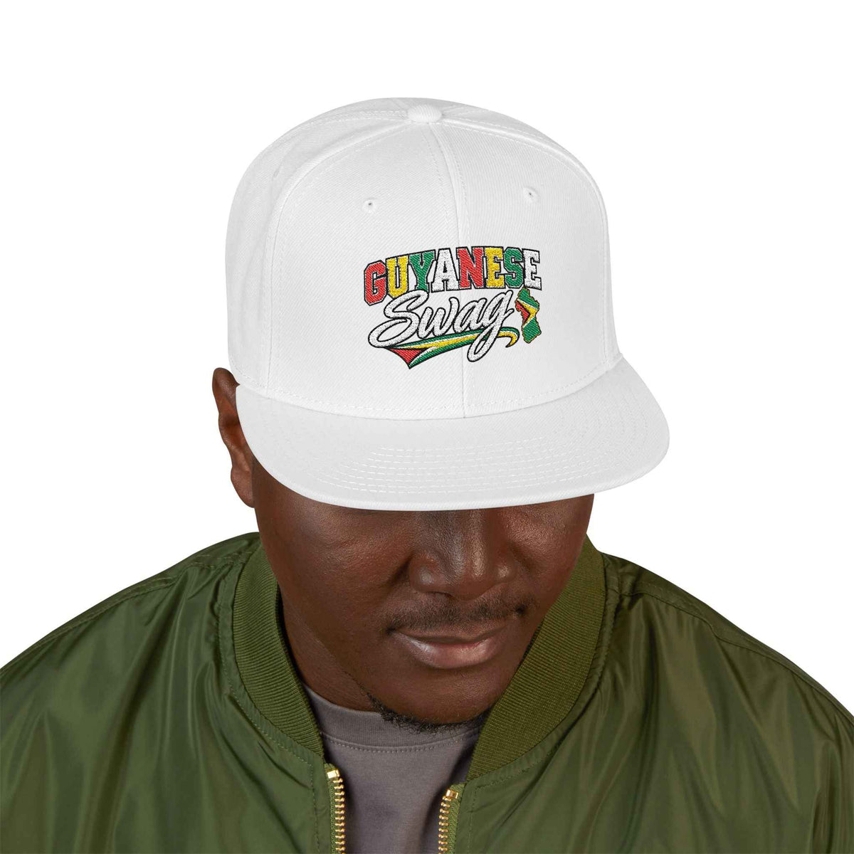 Guyanese Swag Flag Map Snapback Hat, alternate cap view, reference view 27