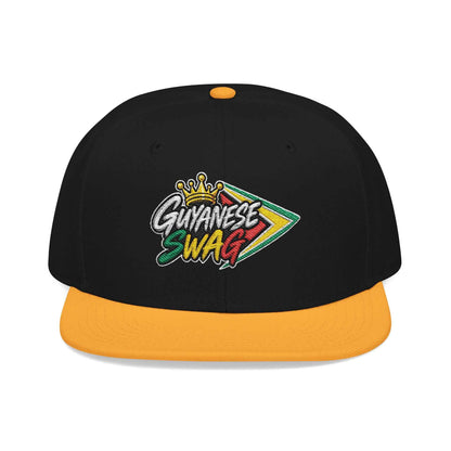 Guyanese Swag Flag Snapback Hat in Black, front product view