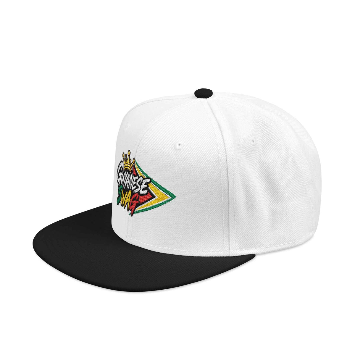 Guyanese Swag Flag Snapback Hat in White, back closure view