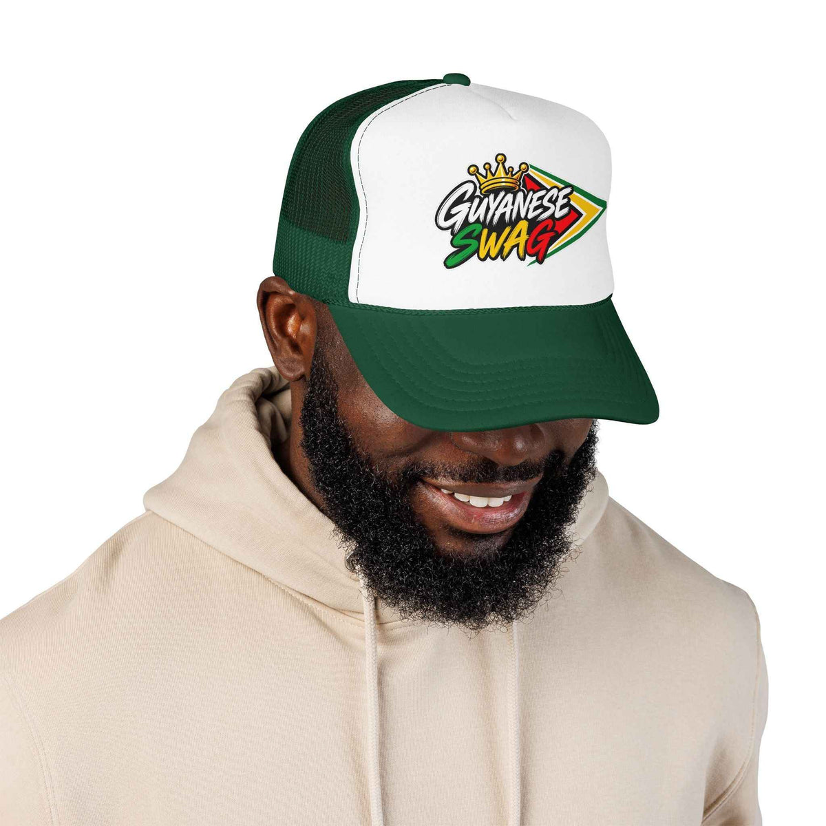 Guyanese Swag Foam Mesh Trucker Hat, alternate cap view, reference view 15