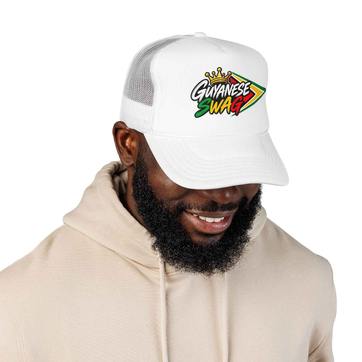 Guyanese Swag Foam Mesh Trucker Hat, alternate cap view, reference view 19