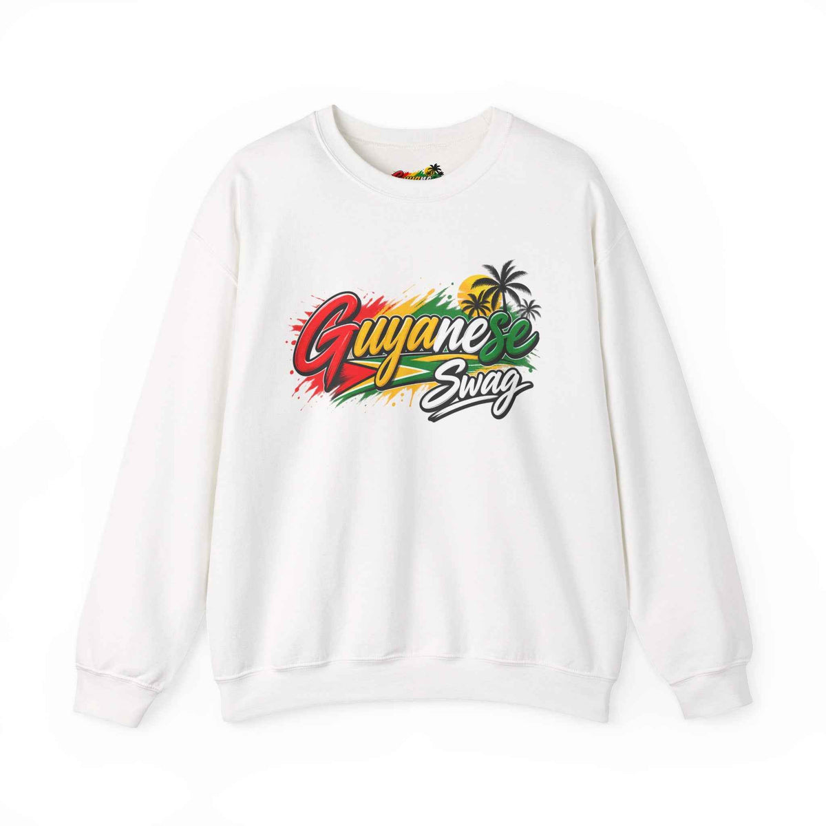 Guyanese Swag Graphic Crewneck Sweatshirt in White, front product view