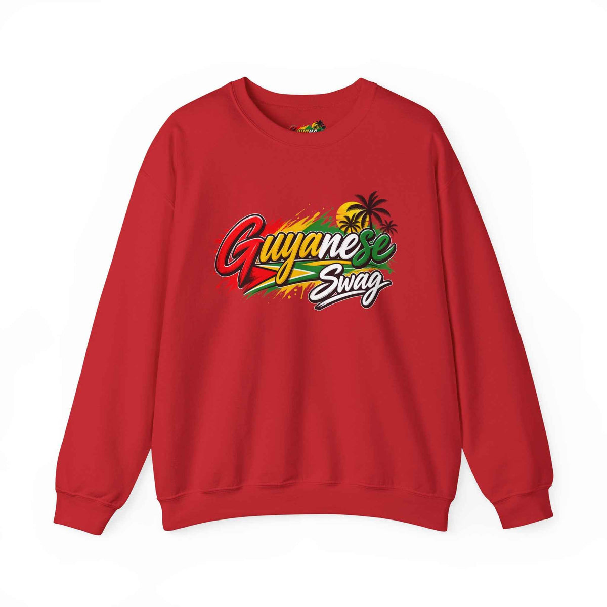 Guyanese Swag Graphic Crewneck Sweatshirt in Red, alternate product view 3