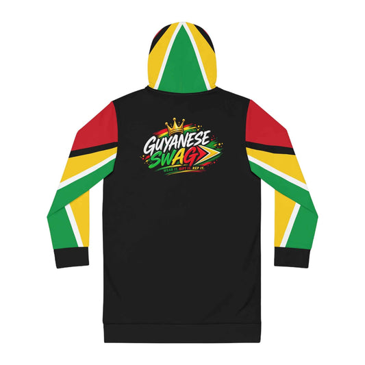 Guyanese Swag Guyana Flag Hoodie Dress, back view