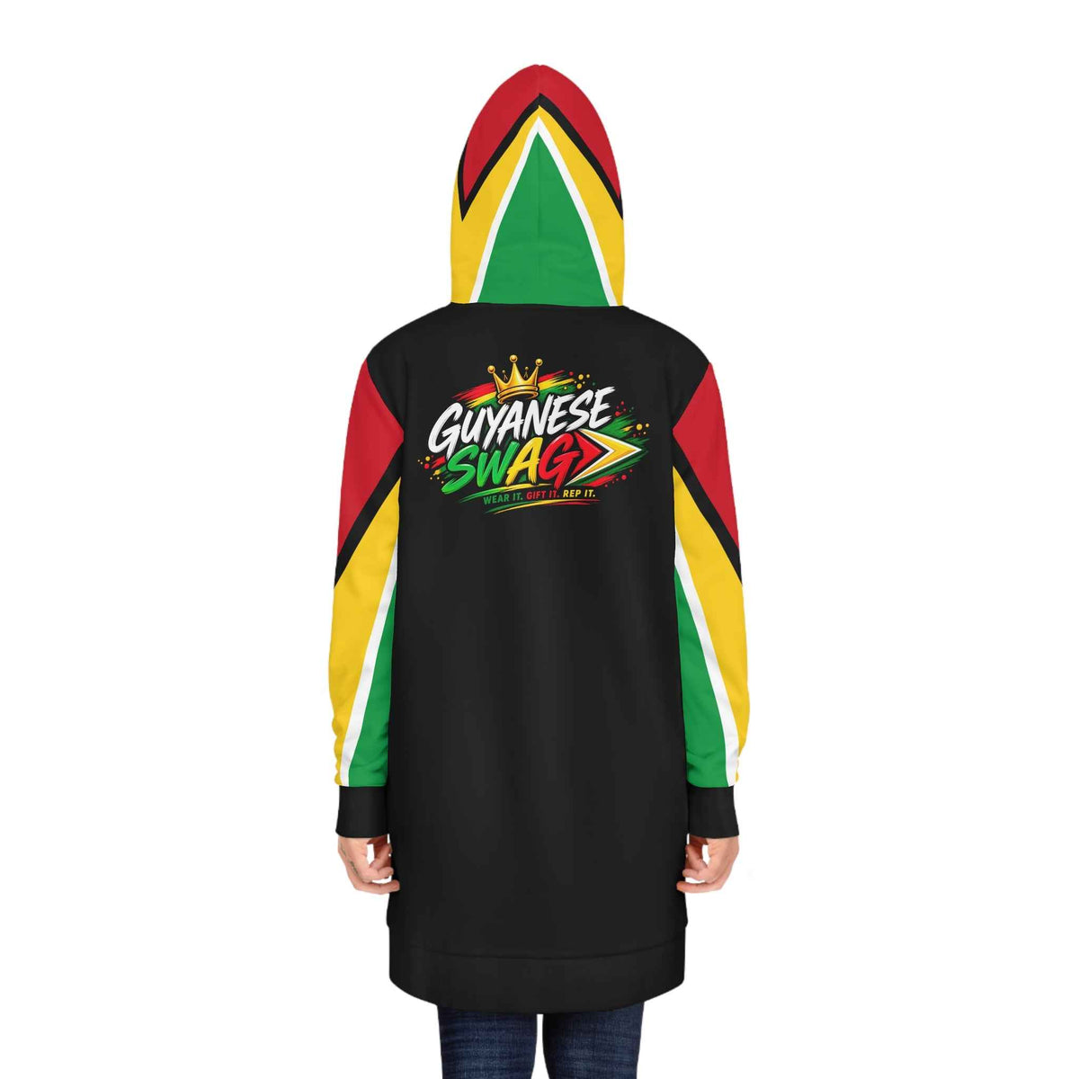 Guyanese Swag Guyana Flag Hoodie Dress, alternate product view 3