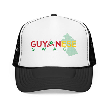 Guyanese Swag Guyana Map Trucker Hat in White, right side view