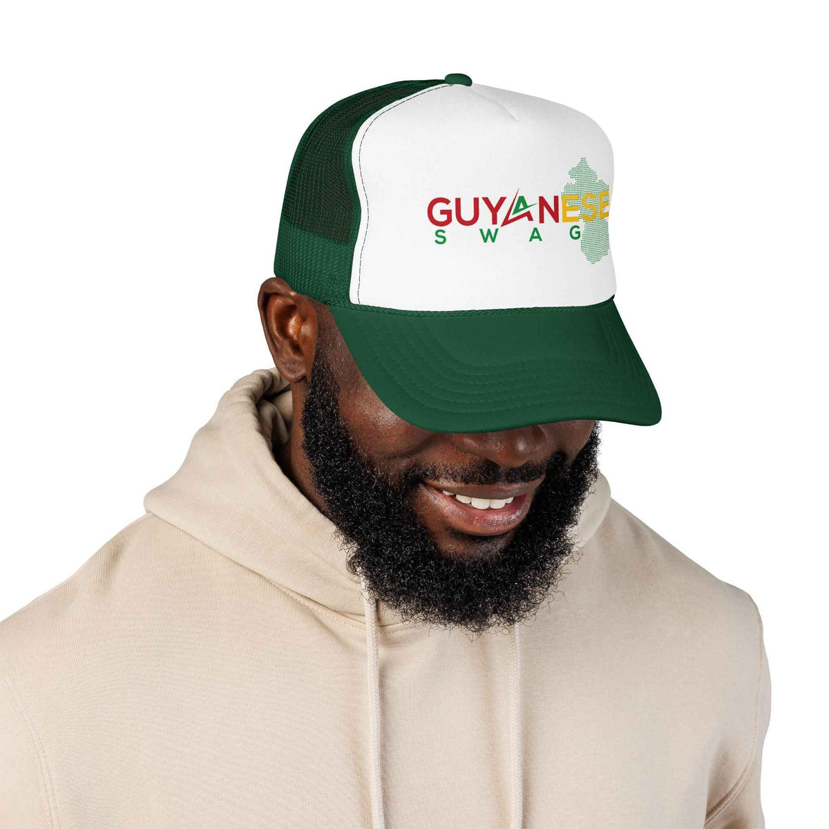 Guyanese Swag Guyana Map Trucker Hat, alternate cap view, reference view 7