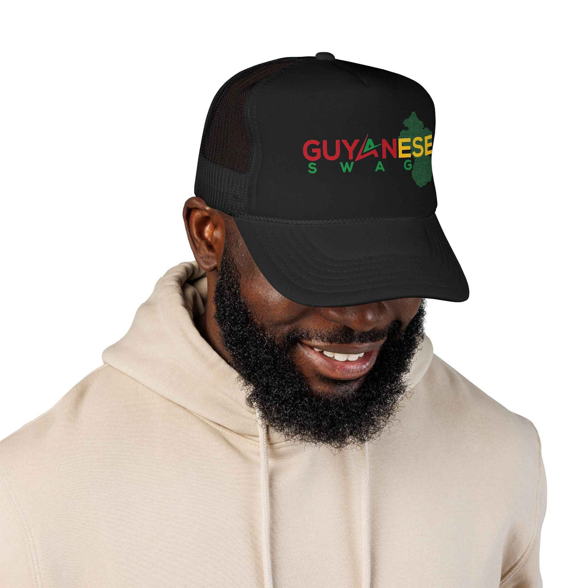 Guyanese Swag Guyana Map Trucker Hat, alternate cap view, reference view 11