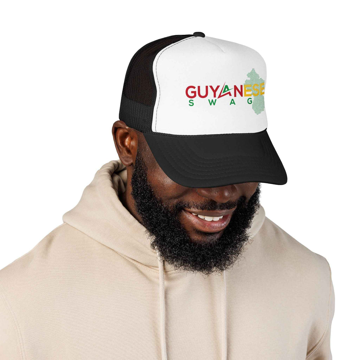 Guyanese Swag Guyana Map Trucker Hat, alternate cap view, reference view 15