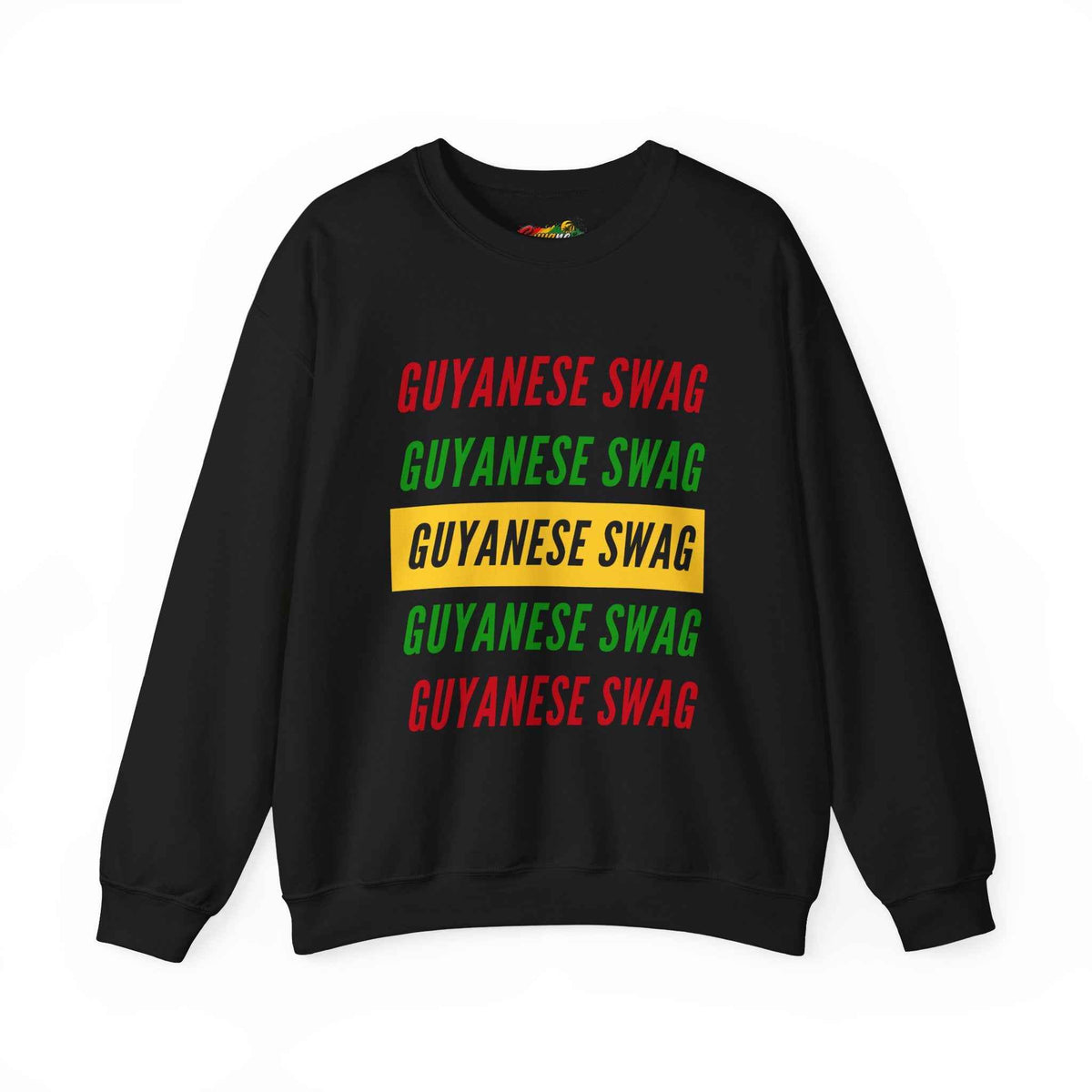 Guyanese Swag Retro Text Crewneck Sweatshirt in Black, back view