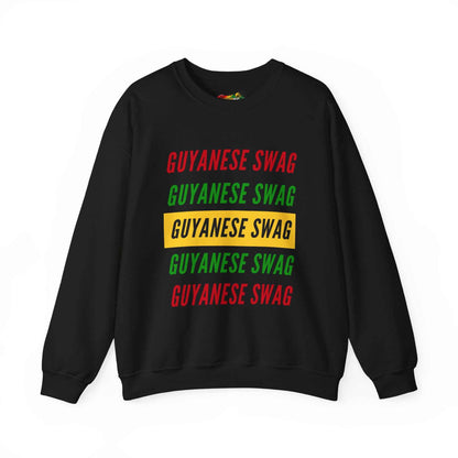 Guyanese Swag Retro Text Crewneck Sweatshirt in Black, back view