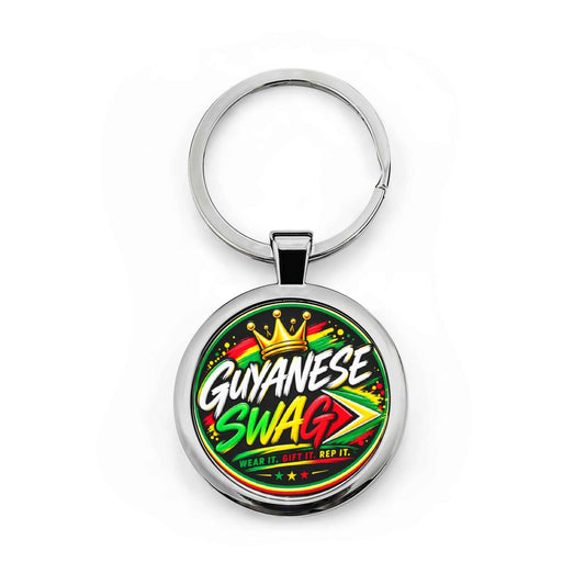 Guyanese Swag Round Stainless Steel Keychain
