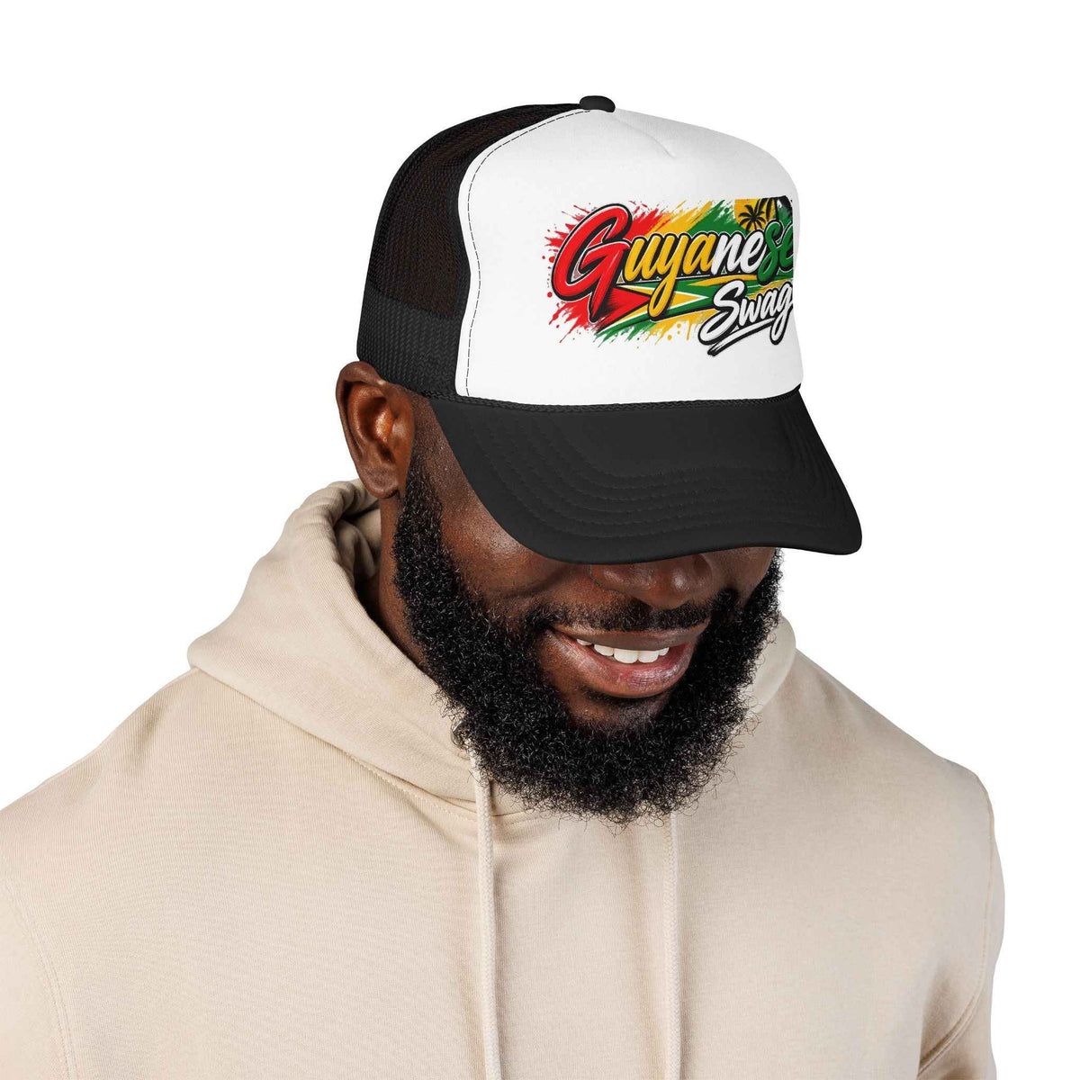 Guyanese Swag Signature Trucker Hat, alternate cap view