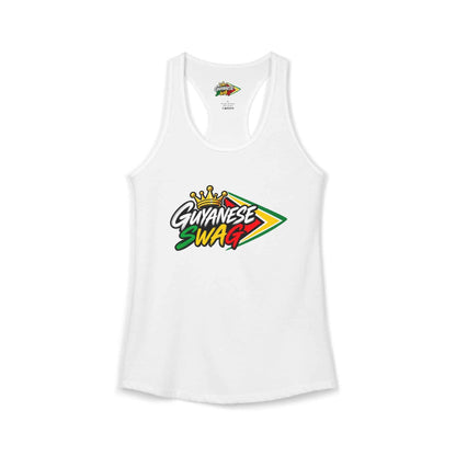 Guyanese Swag Women's Racerback Tank Top in Solid White, front product view