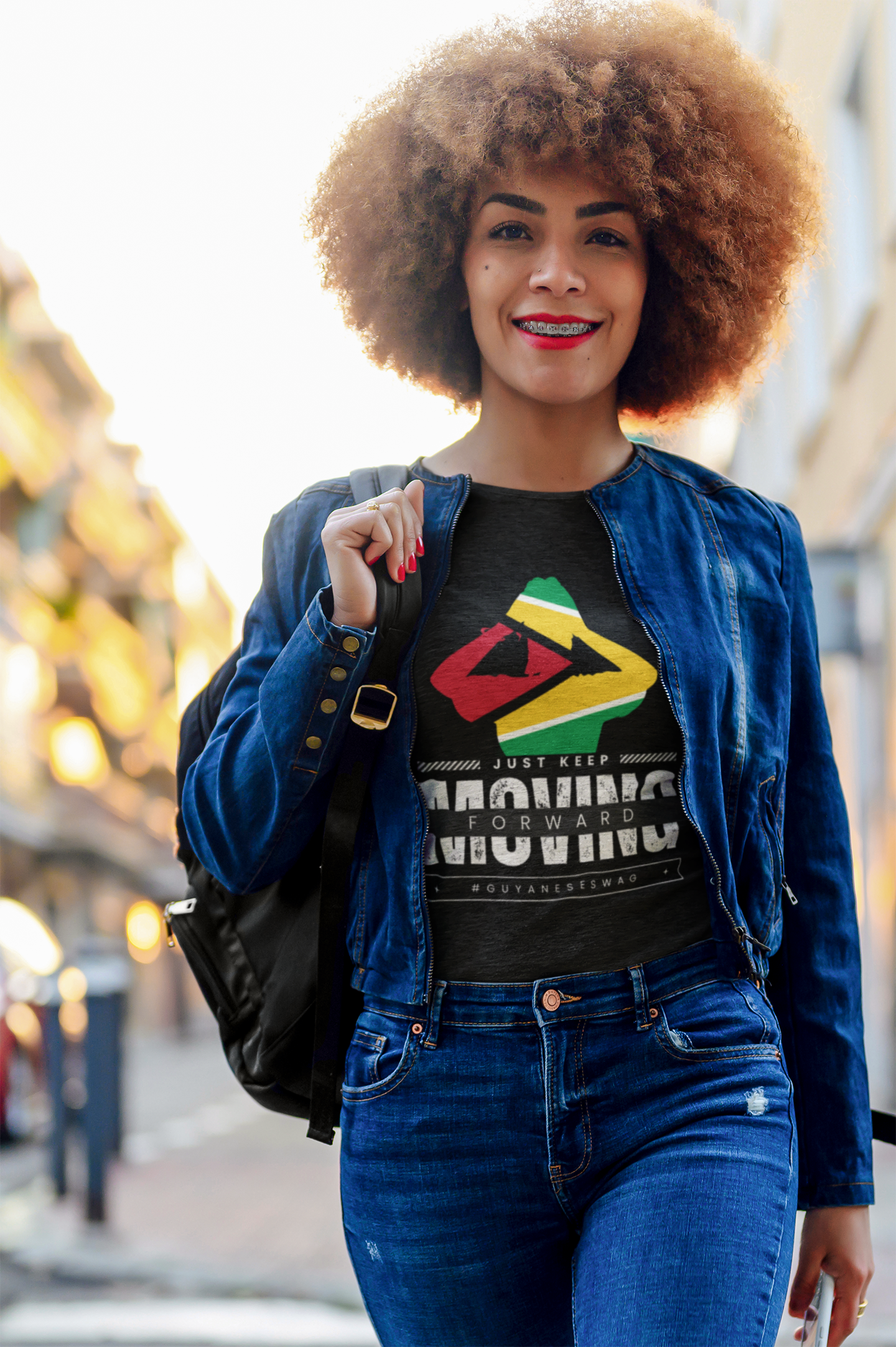 Just Keep Moving Forward Unisex Softstyle T-Shirt by Guyanese Swag