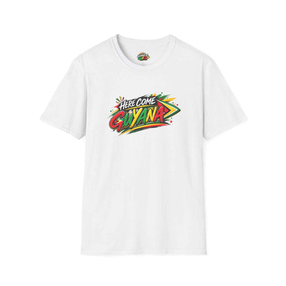 Here Come Guyana Unisex T-Shirt in White, front product view