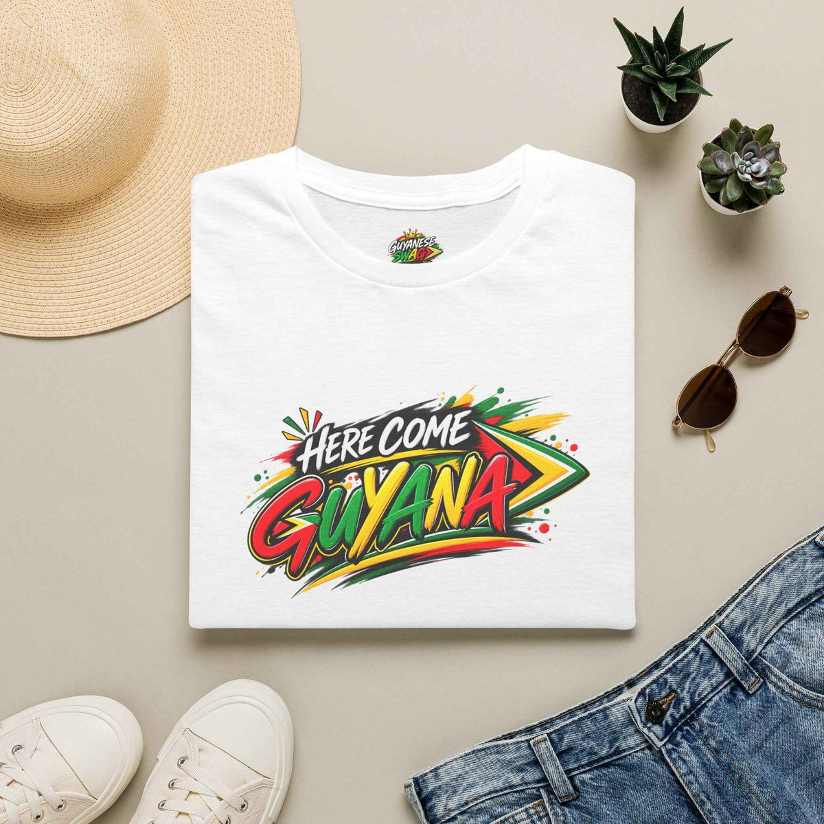 Here Come Guyana Unisex T-Shirt, alternate product view 4