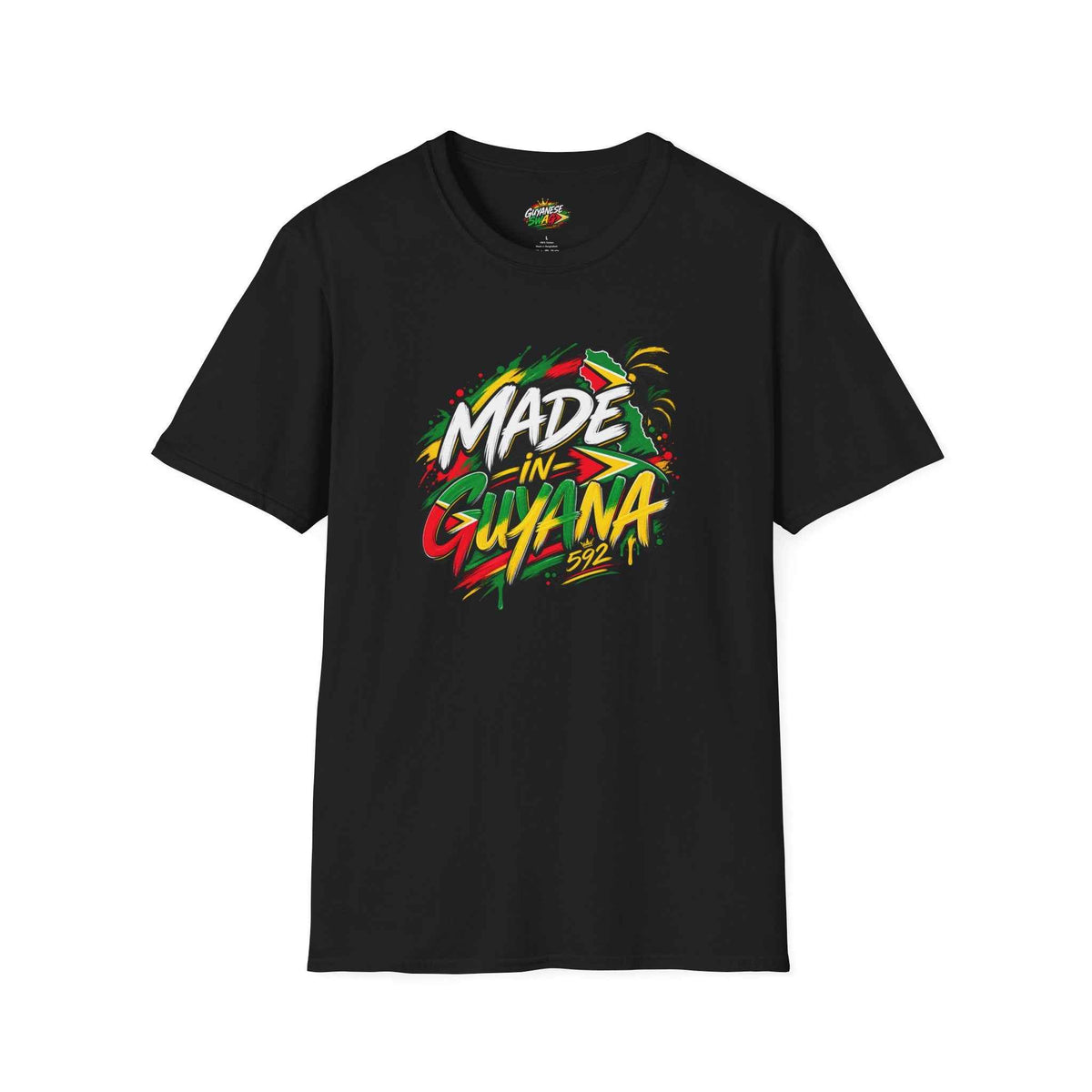 Made in Guyana Unisex Graphic T-Shirt in Black, front product view