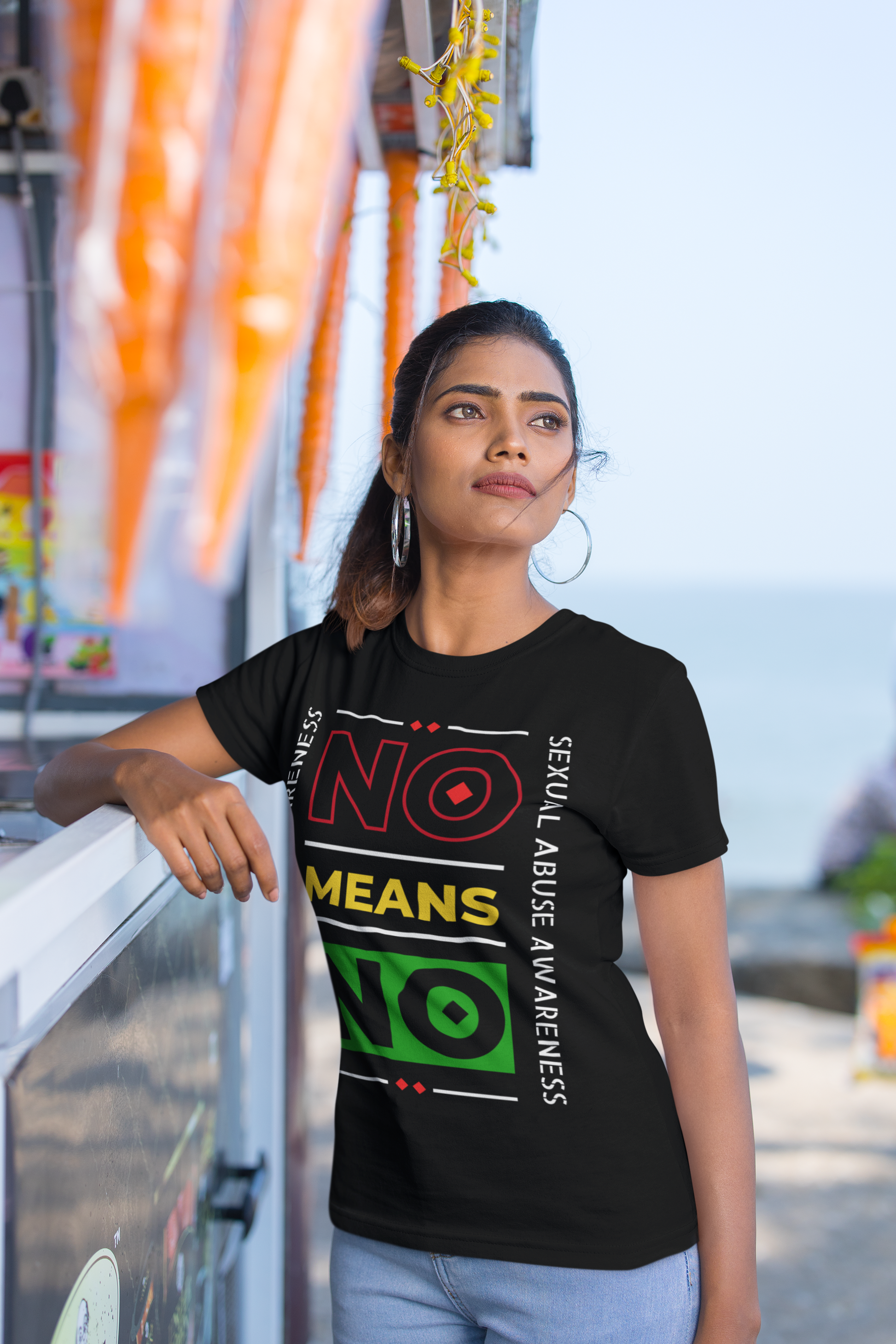 No Means No Guyanese Swag Sexual Abuse Awareness Women's Softstyle Tee