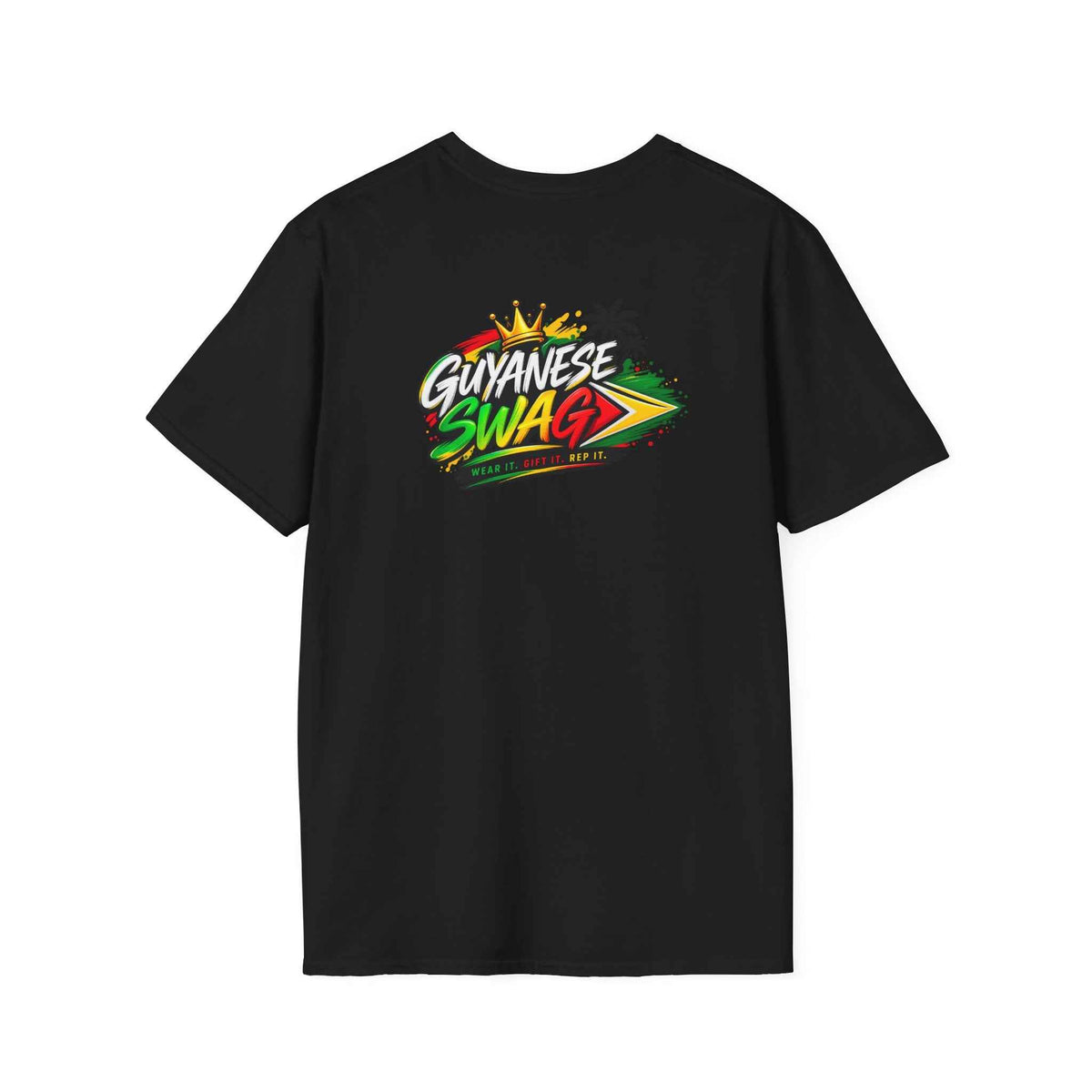 One People One Nation One Destiny Guyana T-Shirt, black shirt back view