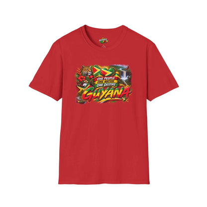 One People One Nation One Destiny Guyana T-Shirt, green shirt front view